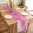 thumbnail image 3 of Table Runner 120 Inches Long for Kitchen Dining, Pink Marble Dresser Scarf Farmhouse, Dining Table Decorations for Wedding/Parties, Modern Ombre Abstract Fluid Aesthetic Art 13 x 120 In, 3 of 8