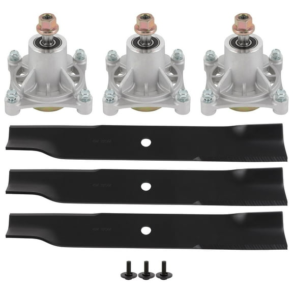 ECCPP Lawn Mower Deck Parts Rebuild Kit 52" Deck Rebuild Kit Compatible for Hustler Raptor 52", Spindle & Blade 604214 603995, 3 Spindle Assembly 3 Mower Blades