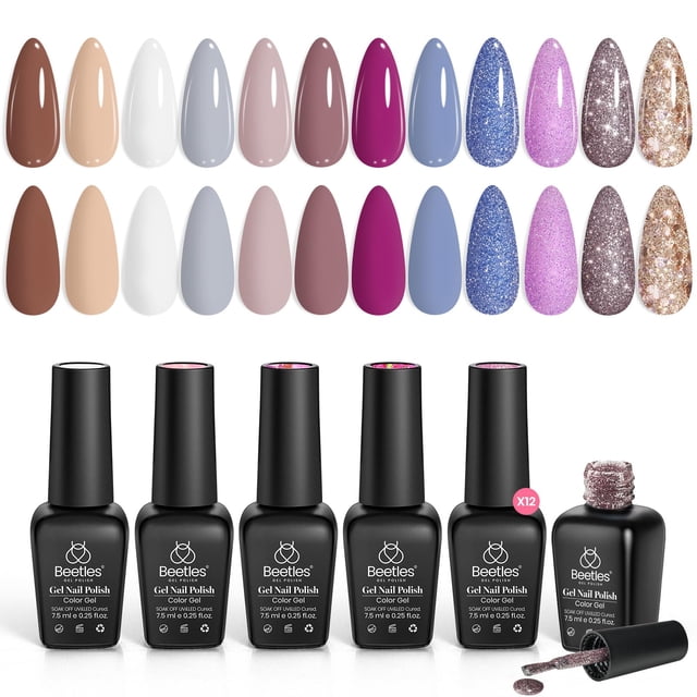 Set de Esmalte en Gel Escarabajos Otoño 12 Colores Marrón Púrpura Azul