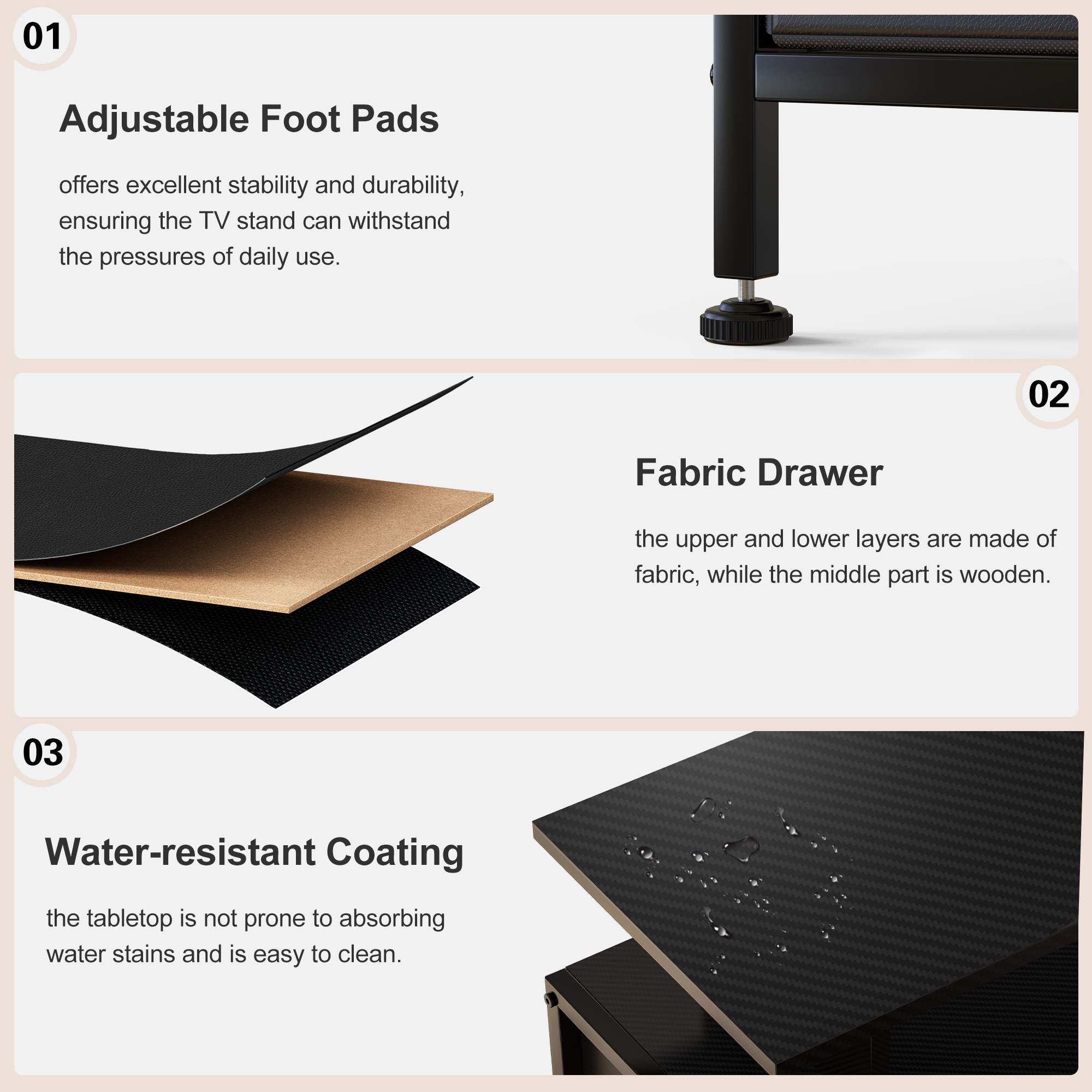 Gunaito 75" TV Stand with Adjustable Mount, Black photo 7