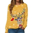 thumbnail image 6 of larppty Womens Long Sleeve Christmas Sweatshirt Casual Crew Neck Cute Xmas Graphic Pullover Tops Lightweight Loose Fit Sweater 2025 Fall Outfit (Yellow, XXL), 6 of 6