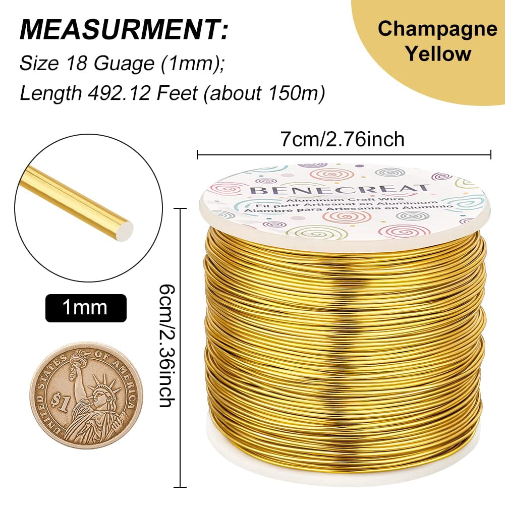 9 10 12 15 17 18 20 Gauge Gold Aluminum Wire (18 Gauge 492 FT) Anodized Jewelry Craft Making Beading Floral Colored Aluminum Craft Wire for Garden Model Making DIYDIY