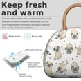 thumbnail image 3 of Funny Dog Illustration Lunch Bag for Women, Vintage Puppy Print and Bone Pattern, Reusable Thermal Tote for Office or Beach Days, 3 of 4