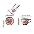 thumbnail image 3 of XINGAG Bohemian Ceramic Coffee Mug With Lid Spoon Hand Polish Style Large Cappuccino Mug Microwave Dishwasher Floral Mug For Home For, 3 of 4