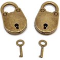 thumbnail image 1 of Set of 2 Vintage Antique Style Keyed Mini Padlock with Bronze Key (Bear), 1 of 5