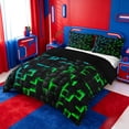 thumbnail image 2 of meiyoeat Classic Geometric Checkered Bedding For Kids,Gradient Neon Blue Green Duvet Cover Full For Boys,Black Reversible,3-Piece(No Comforter), 2 of 6