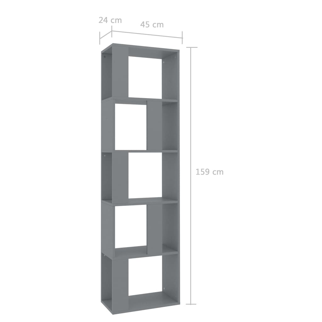 Kepooman Modern 5-Tier Vertical Corner Bookcase for Office Living Room Bedroom, 17.7" x 9.4" x 62.6", Grey Kepooman Modern 5-Tier Vertical Corner Bookcase for Office Living Room Bedroom, 17.7" x 9.4" x 62.6", Grey