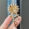 thumbnail image 5 of Elegant Sunflower Rhinestone Flower Brooch for Women Gold-Toned Crystal Leaf Daisy Blossom Brooches Lapel Pins Dainty Dress Accessories Wedding Valentine Jewelry, 5 of 12