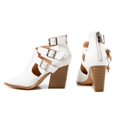 thumbnail image 2 of YDN Women Pointy Toe Cutout Ankle Boots Zippers Mid Chunky Heel Strappy Buckles Sandals Casual Dress Work Shoes Size 9.5 White, 2 of 4
