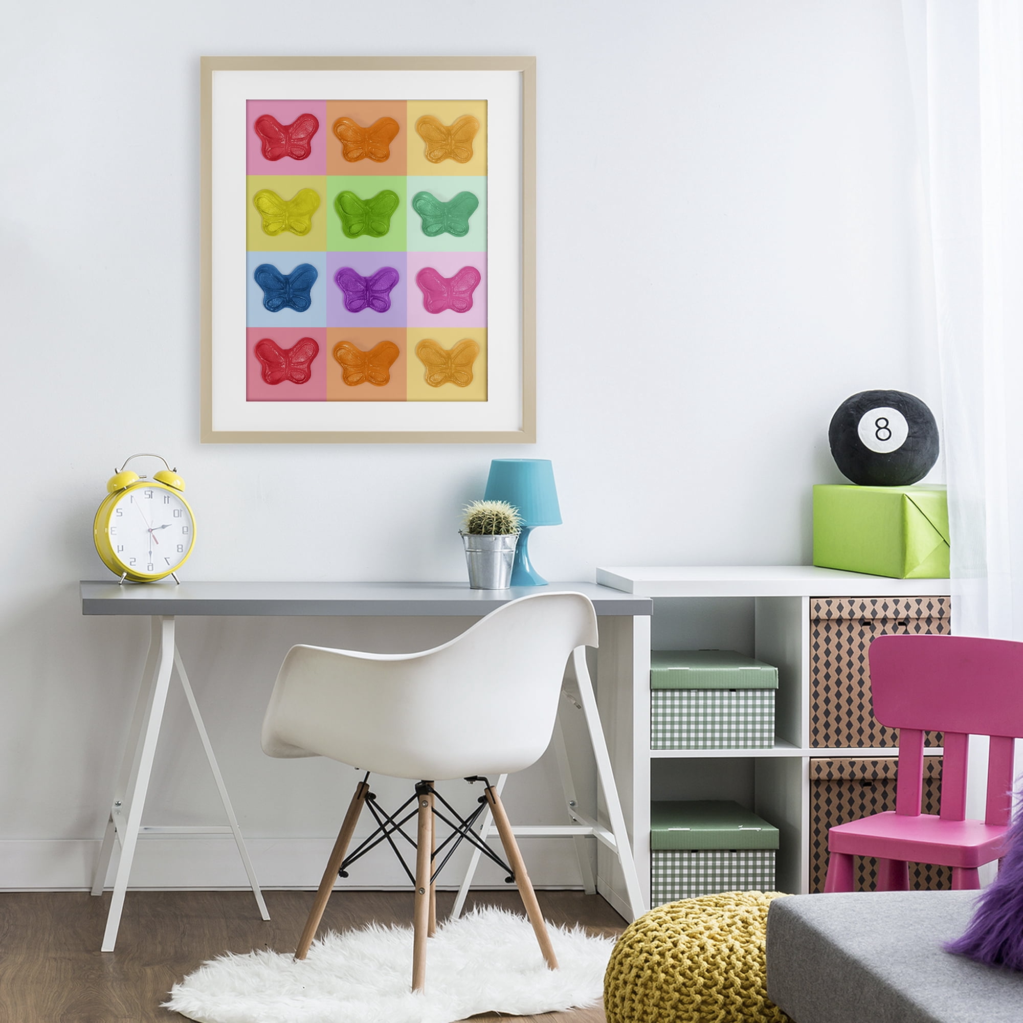 Stupell Industries Colorful Butterflies Candy Birch Framed Print Under Glass, design by LISH Creative