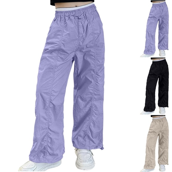 Mifsaly Girls Wide Leg Track Pants Kids Drawstring Elastic Wasit Baggy Joggers Relaxed Fit Summer Hip Hop Dance Clothes with Pockets