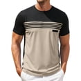 thumbnail image 2 of Qiyinn Men's Casual Regular Fit Striped Shirt Stylish Short Sleeve Crew Neck Summer Workout Tee Shirts Going Out, 2 of 9