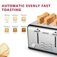 thumbnail image 4 of Toaster 4 Slice, SEVENTH Stainless Steel Extra-Wide Slot Toaster, 6 Toasting Color Settings, Auto Pop-Up Toaster with Bagel/Defrost/Cancel Function, Toaster with Removable Crumb Trays, Silver, J2736, 4 of 9
