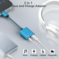 thumbnail image 2 of Headphone Adapter Compatible for iPhone, 2 Pack Lighting to 3.5mm Headphone Jack Adapter, 2 in 1 Aux Audio Cord+ Charger Splitter Aapter Dongle for iPhone 14/13/12/11, Blue, 2 of 7