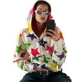 thumbnail image 2 of Women Zip Hoodie Sweatshirt Colorful Star Print Long Sleeve Sportswear Tops Autumn Streetwear, 2 of 9