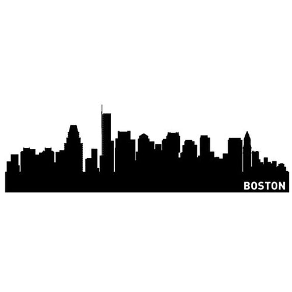 Boston Massachusetts Skyline Vinyl Wall Decal (22(L) X 8(H) INCHES)