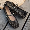 thumbnail image 7 of Bkhluea Women Lace Pearl Mary Jane Flats Slip On Comfortable Footwear For Office Work Party Daily Casual Use, 7 of 7