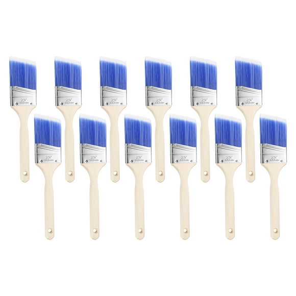 Uxcell 12Pcs Paint Brushes 2.5" Angle Paint and Chip Brushes for DIY Paint Flat Art Deck Wall Trim, Blue