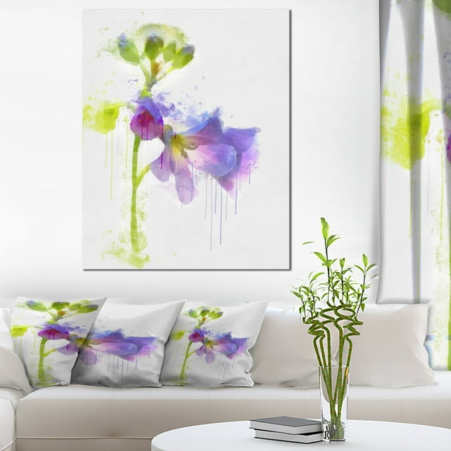 Aquarelle Eustoma Dessinée à la Main Bleue - Impression sur Toile Florale