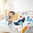thumbnail image 4 of Homewish Funny Marine Whale Full Size Comforter Sets, Cute Cartoon Sea Turtle Bedding Comforter Set, Kawaii Ocean Starfish Reversible Bedding Sets, Breathable Home Decor, 3pcs, 4 of 8