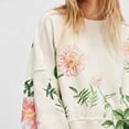 thumbnail image 4 of Womens Sweatshirts Floral Print Oversized Sweatshirt for Women Cute Tops Pullover Crew Neck Casual Shirts for Women Workout Tops for Women Lightweight Graphic,White,XL, 4 of 7