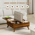 thumbnail image 5 of Flycity Large Square Lift-Top Coffee Table with Storage, 3 in 1 Multi-Function Convertible Ottoman Bench, Farmhouse Upholstered Coffee table with Wooden Legs for Living Room & Bedroom (Brown), 5 of 8