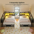 thumbnail image 5 of Twin Size Corner Bed Frame with Charging Station & LED Lights, Storage Headboard,Platform Bed Frame with 8 Storage Drawers & Bookcase, No Box Spring Needed,Twin Daybed Metal Slats,Black & Gray, 5 of 8