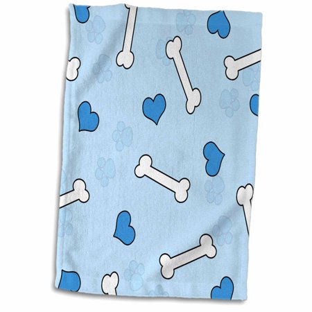 3dRose Cute Blue Dog Bone Print - Towel, 15 by 22-inch