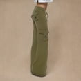 thumbnail image 5 of Girls Wide Leg Cargo Pants Size 10-12 Drawstring High Waist Sweat Pants Flap Pocket Hiking Trousers 5T, 5 of 5