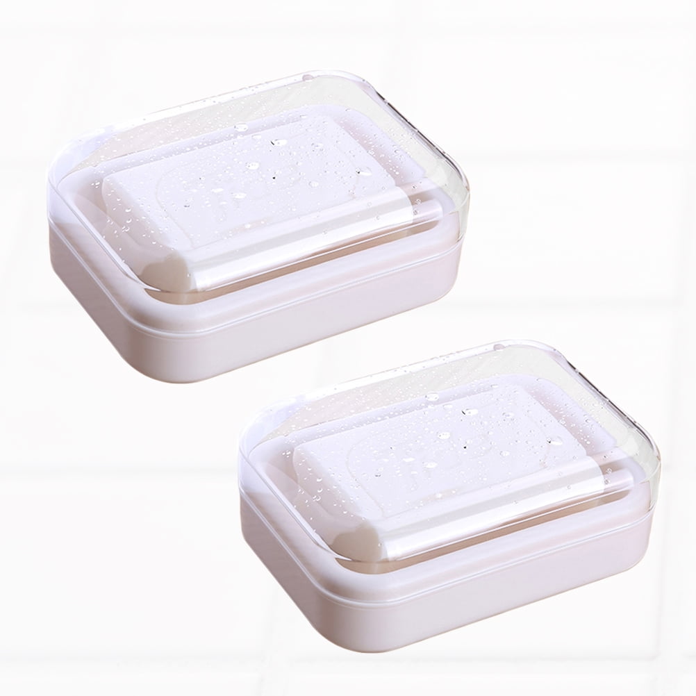 PAMINGONO 2Pcs White Soap Storage Case with Modern Design for Bathroom Soap Organization