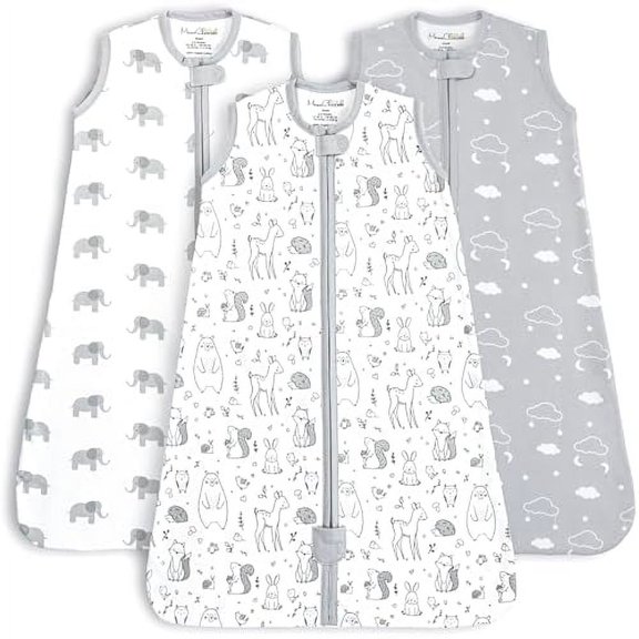 Mama Cheetah Baby Sleep Sack 0.5 TOG, Organic Cotton Baby Wearable Blanket, Boy Girl Newborn Infant, Swaddle Transition Baby Sleeping Bag, L (12-18 Month), 3-Pack