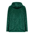 thumbnail image 7 of OGLCCG Women's Long Sleeve Sequin Jackets Open Front Sequin Cardigan with Hood Trendy Sparkle Shiny Glitter Party Outwear,XL,Green, 7 of 7