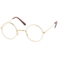 thumbnail image 2 of Classic Small Metal Frame Slim Temples Clear Lens Round Eyeglasses 44mm (Gold / Clear), 2 of 4