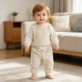 thumbnail image 5 of CAUYDY Baby Girl Clothes Set Preemie Girls Long Sleeved Bodysuit Infant Fall Winter Romper Newborn Going Home Outfit 0 3 6 9 12 18 24 Months Sizes 0-3 Months,Beige, 5 of 6