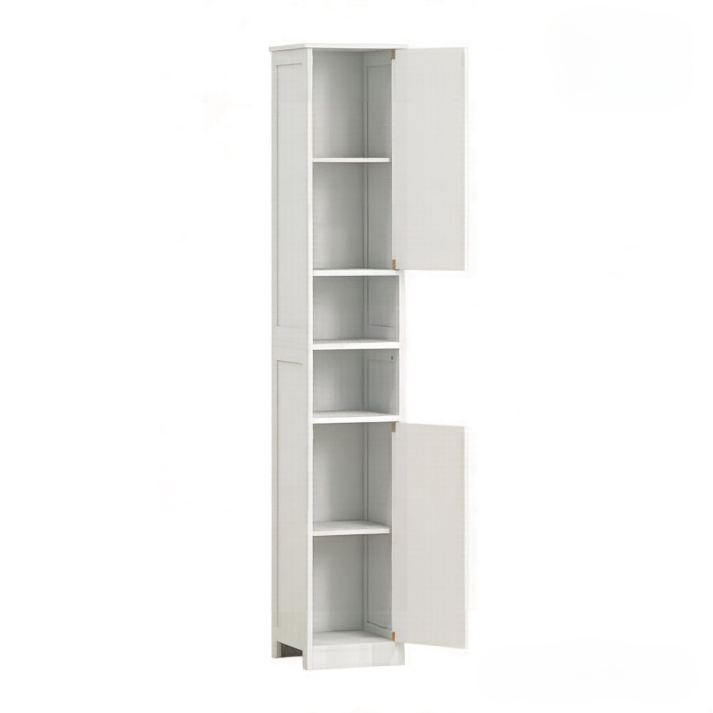 Bathroom Organizer with Enclosed & Open Compartments,Tall Bathroom Storage Cabinet,Slim Floor-Standing Bathroom Cabinet