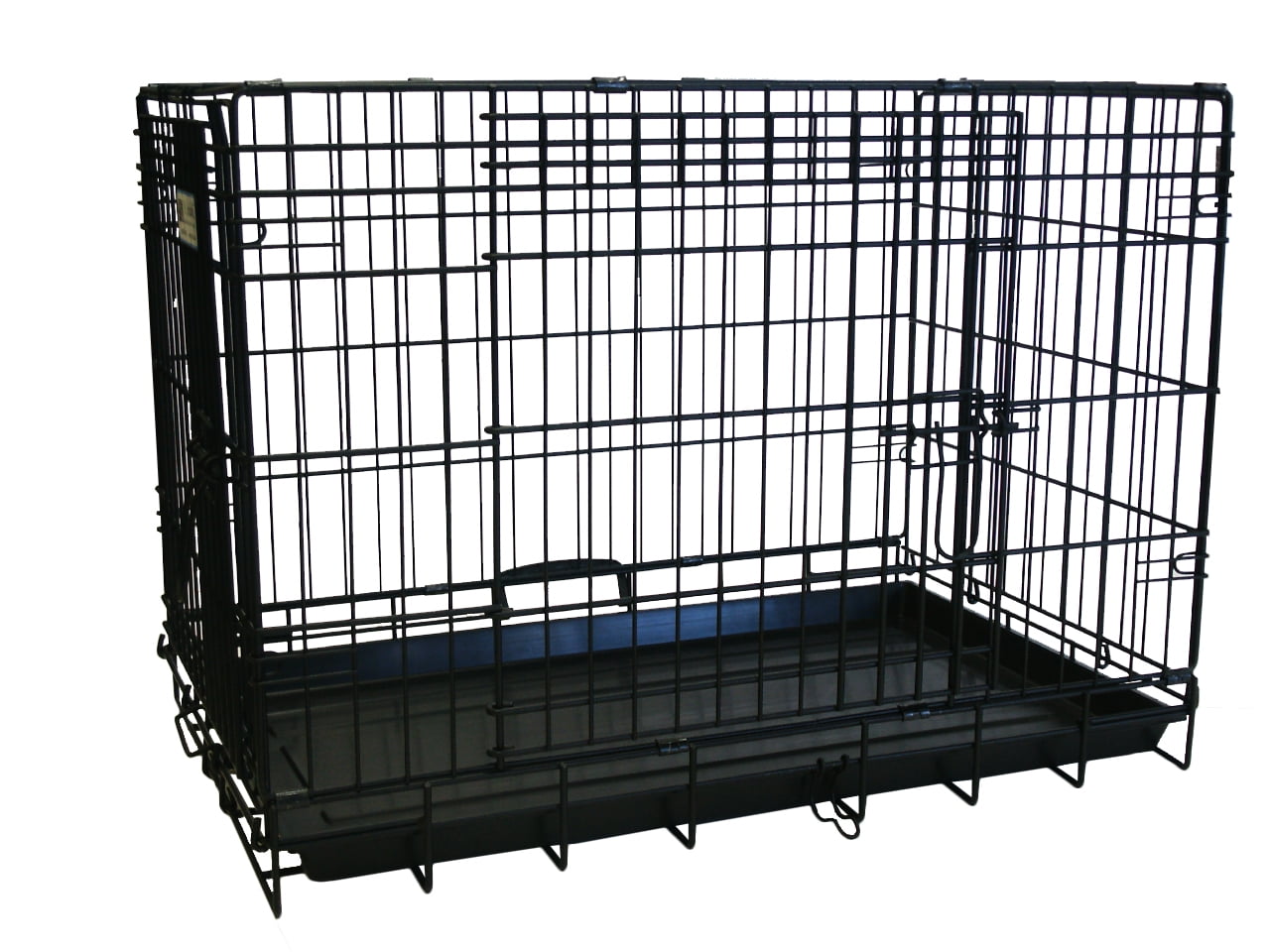 Black YML 24-Inch Foldable Light Duty Door Dog Crate with WireBottom Grate and Plastic Tray 
