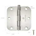 thumbnail image 4 of Cauldham (24 Pack) Heavy-Duty 3-1/2" Interior Door Hinges with 5/8" Radius Corners - Satin Nickel, 4 of 7