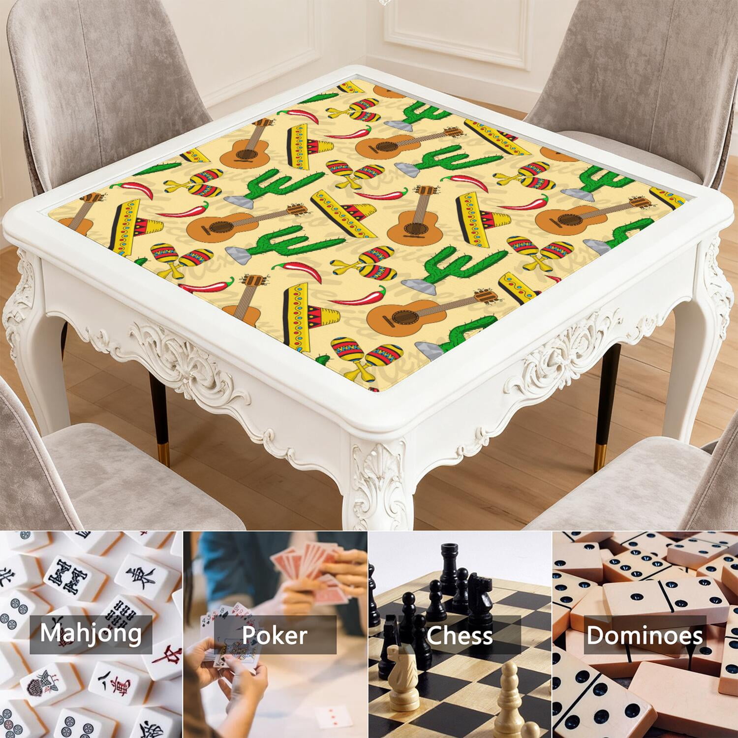 31.5 Inch Plants Design Mahjong Table Pad Made of Durable Rubber with Anti-Slip Non-Slip Surface and Noise Reducing Technology for Card Games Board Games Tiles