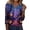 Purple #026, variant on Shirts for Women Halloween Funny 3/4 Sleeve Tops Spooky Halloween Printed Pullover Horror Button V Neck T Shirts Holiday Three Quarter Length Blouses, XL