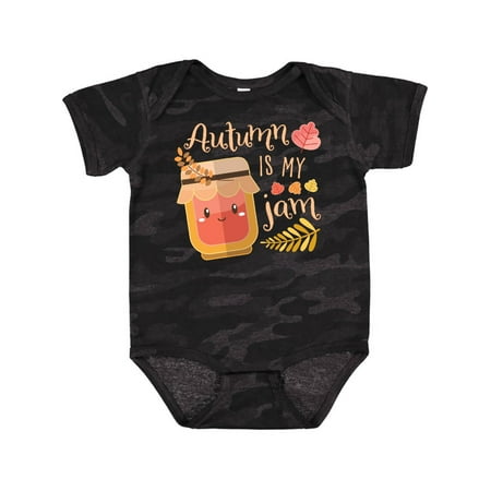 

Inktastic Autumn Is My Jam with Cute Jar and Fall Leaves Gift Baby Boy or Baby Girl Bodysuit