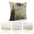 thumbnail image 4 of YINGXI Vintage Throw Pillow Cushion Cover, Cartoon Style in Modern City Clouds and High Rise Buildings, Decorative Square Accent Pillow Case, Tan White 22x22in, 4 of 5
