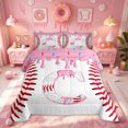 thumbnail image 2 of Meiyoeat Girly Pink Sprinkle Initial C Full Size Comforter Sets for Girls Kids, Baseball Ice Cream Bedding Sets, Pink Red, Pink Reversible, 3-Piece, 2 of 6