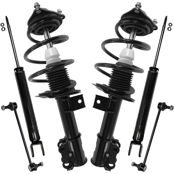 Detroit Axle - 6pc Struts Shocks Kit for Hyundai 11-14 Sonata 11-15 Kia Optima, 2 Front Struts with Coil Spring 2 Front Sway Bar End Links 2 Rear Shock Absorbers