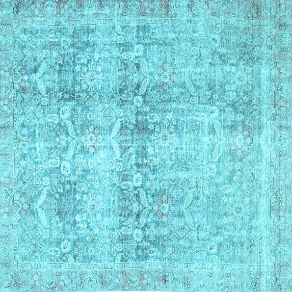 Ahgly Company Indoor Square Persian Light Blue Traditional Area Rugs, 6' Square