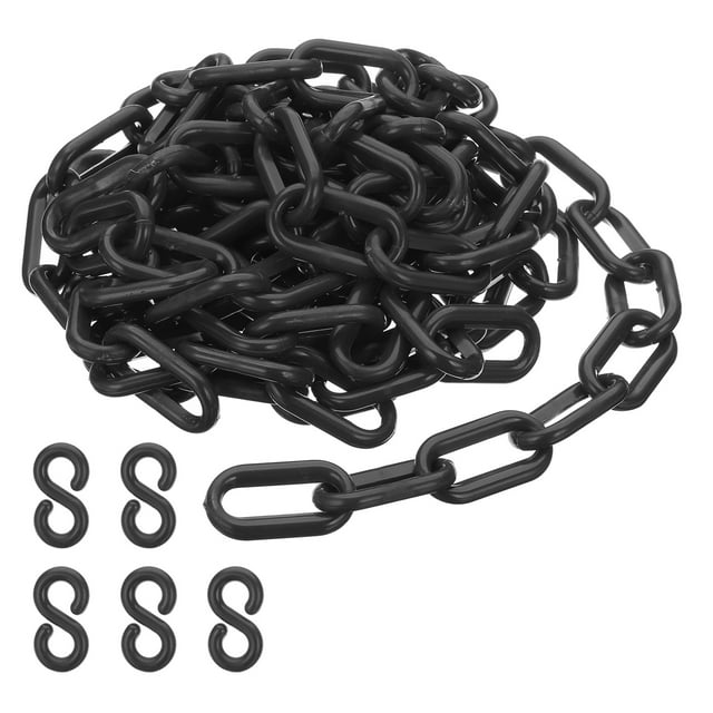 Cadena de plástico Uxcell de 10 pies, cadenas de seguridad, barreras de cadenas de 0.24" negras