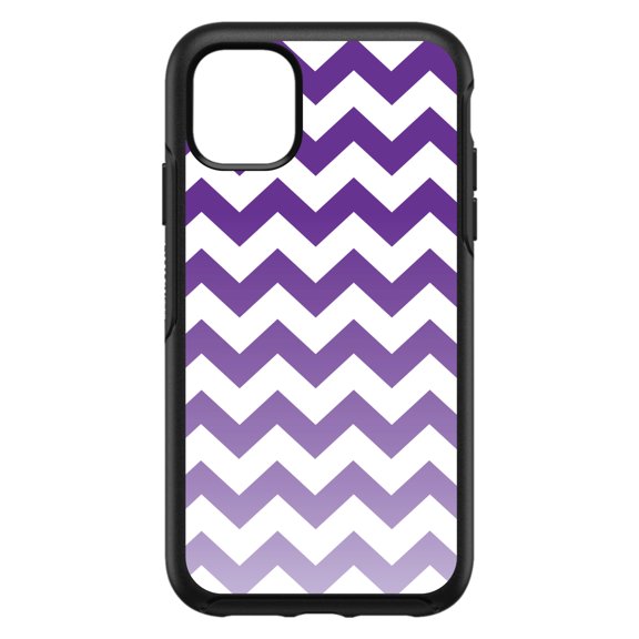 DistinctInk Custom SKIN / DECAL compatible with OtterBox Symmetry for iPhone 11 Pro (5.8" Screen) - White Purple Fade Ombré Chevron Stripes