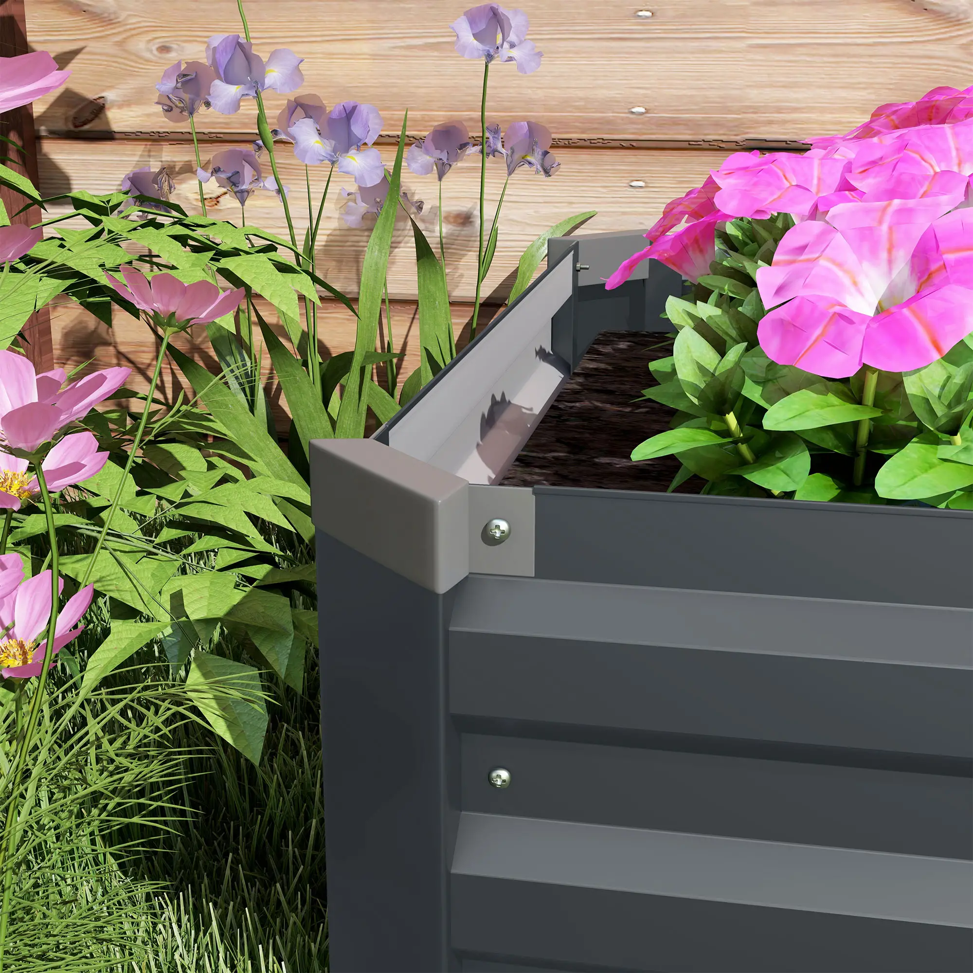 Galvanized Raised Garden Bed Kit for Flowers, Herbs and Vegetables