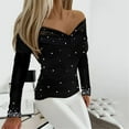 thumbnail image 2 of Glittery Tops Women, Comdrip Womens Sequin Tops Long Sleeve Glitter Sparkly Party Dressy Blouse V-Neck Disco Club Concert Shirts Disco Outfit Woman White M, 2 of 3