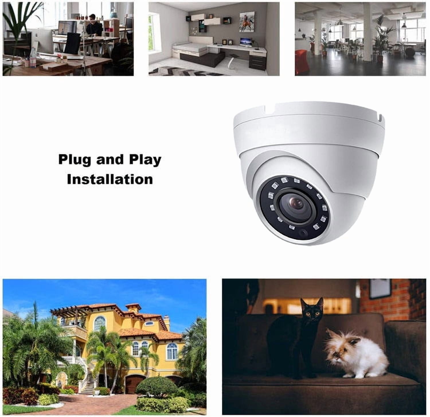 MAISI 4pcs 5MP Wired Security Cameras For DVR Camera System, Dome CCTV Surveillance Cameras With 4PCS BNC Cable, Night Vision, TVI Technology, And Wide Angle Lens For Home Security Monitor