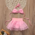 thumbnail image 4 of BemeyourBBs Toddler Baby Girl 2 Piece Swimsuit Summer Bikini Set Little Girl Bathing Suit Swimwear Pink 3D Floral Halter Bikini Top and Tutu Skirt with Liner Panty Beachwear, 4 of 7